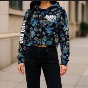 Harris Walz Floral Cropped Hoodie Designers for Democracy x Ulla Johnson Size S